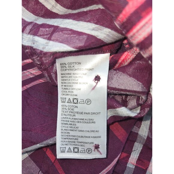 Tommy Bahama Mens Silk Blend Button-Up Shirt Large Burgundy Floral Long Sleeve - Picture 6 of 7